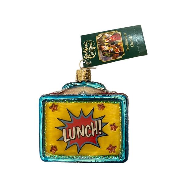 OWC Old World Christmas Blown Glass Ornament 32365 Retro Lunchbox 2018 W/Box NOS - Picture 2 of 9